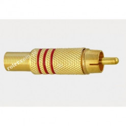 Wtyk RCA złoty 6,7mm czerwony
